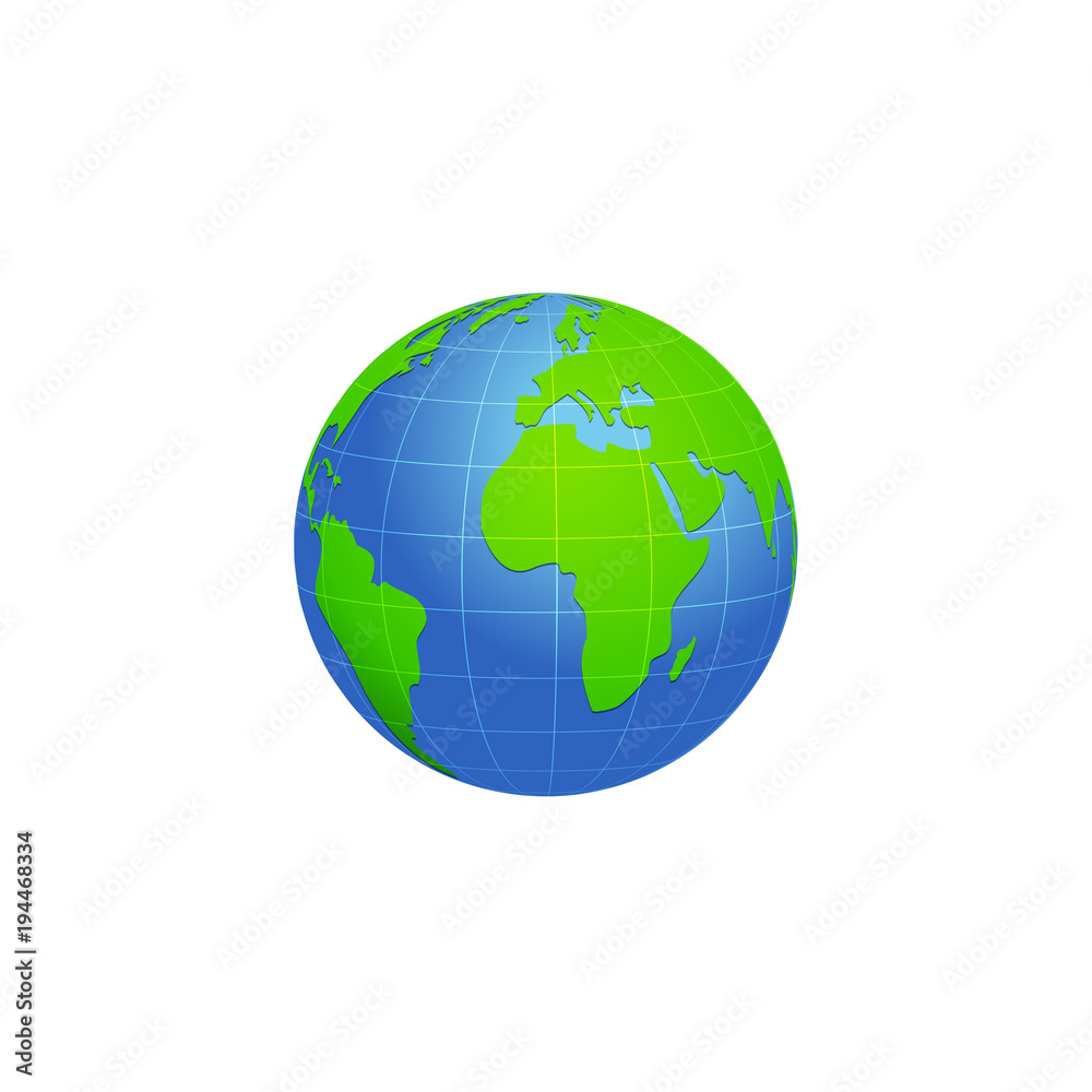 Vector planet Earth icon. Flat planet Earth icon. Flat design vector illustration for web banner, web and mobile, infographics. Vector Earth icon graphic. Vector icon isolated on gradient background