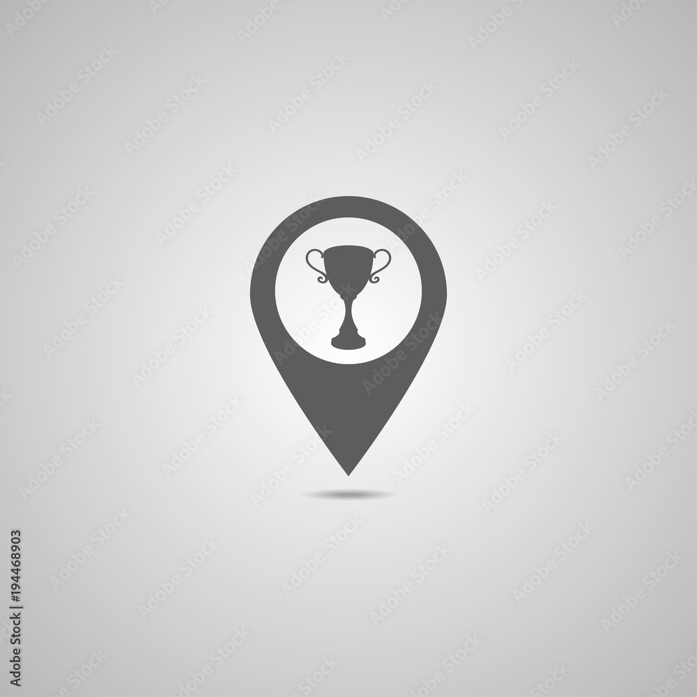 Male hand holding winner cup icon flat. Illustration isolated vector sign symbol Male hand holding winner cup icon flat. Illustration isolated vector sign symbol