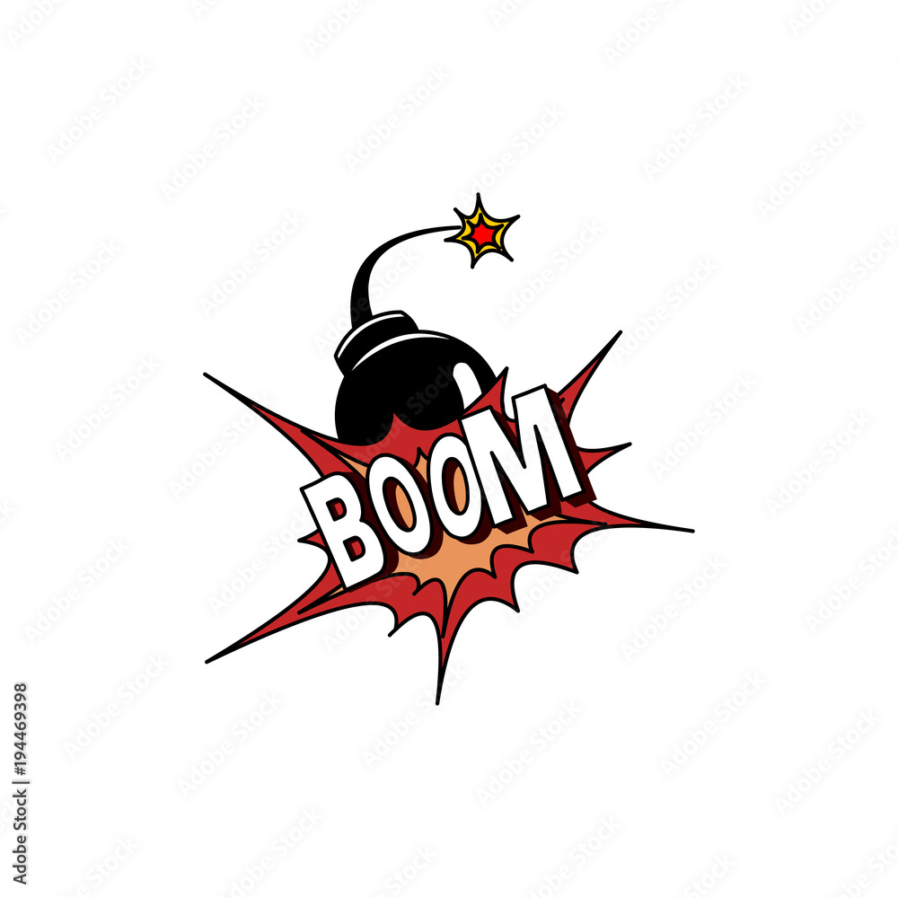Fototapeta Boom bomb blast comic pop art retro style. Terrorism is a danger of destruction