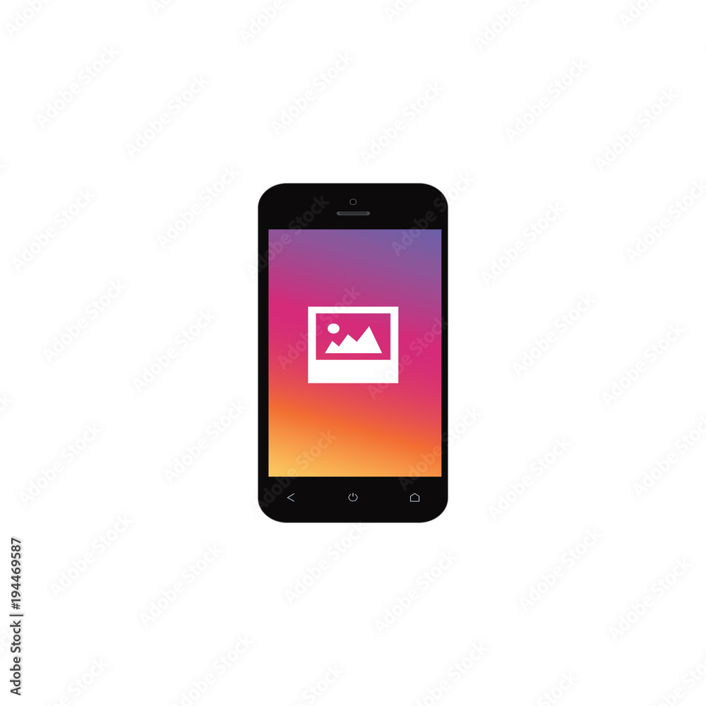 Black smartphone with insagram on screen. Modern design. Vector illustration. EPS10. Black smartphone with insagram on screen. Modern design. Vector illustration. EPS10.