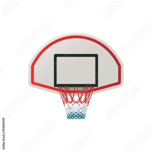 Black and red basketball backboard isolated on white background. Vector EPS10 illustration.
