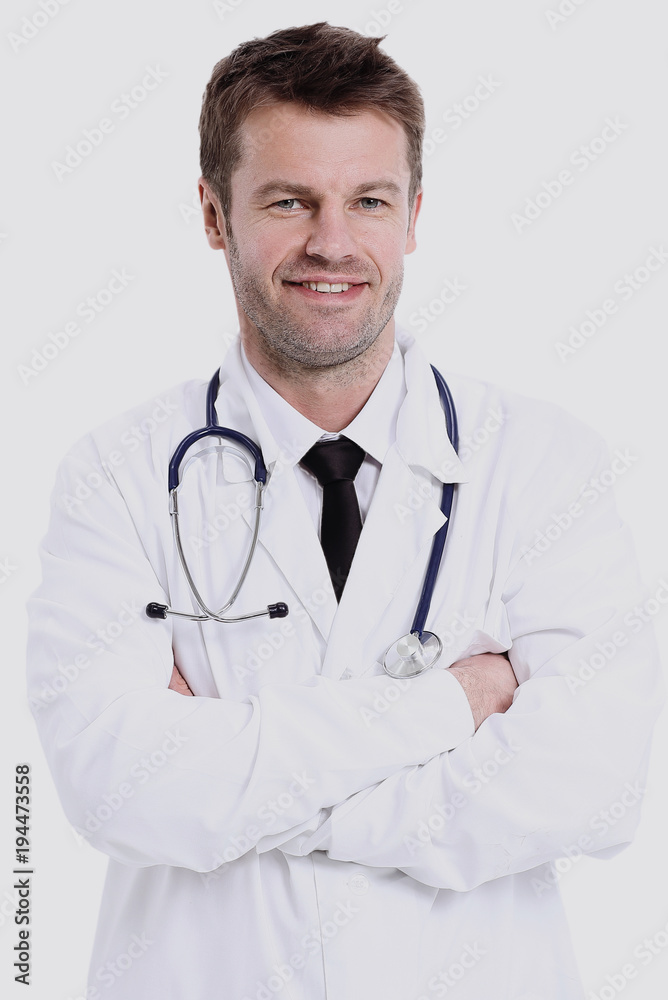Portrait of confident medical doctor on white background Portrait of confident medical doctor on white background