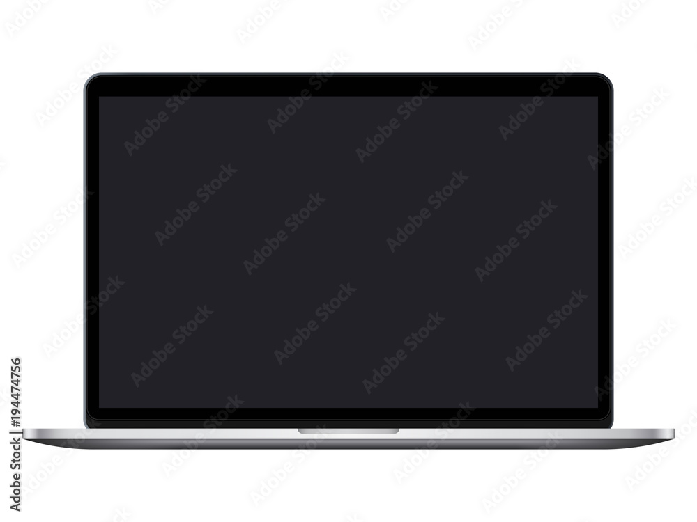 Modern open laptop with blank screen isolated on white background. Realistic laptop mockup. Computer screen front view. Vector illustration Modern open laptop with blank screen isolated on white background. Realistic laptop mockup. Computer screen front view. Vector illustration