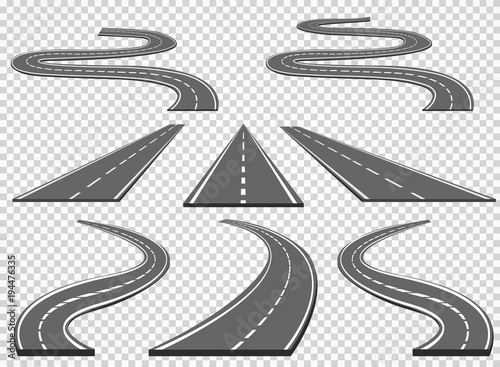 Set of roads and road bends. Vector illustrations EPS10