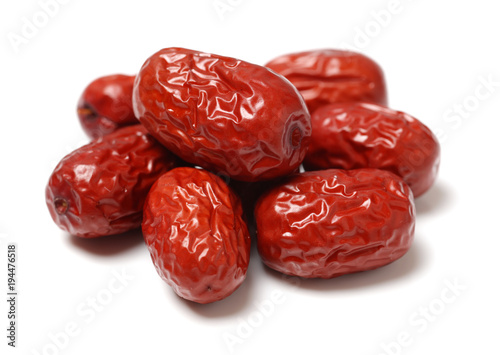dried red jujube isolated on white background