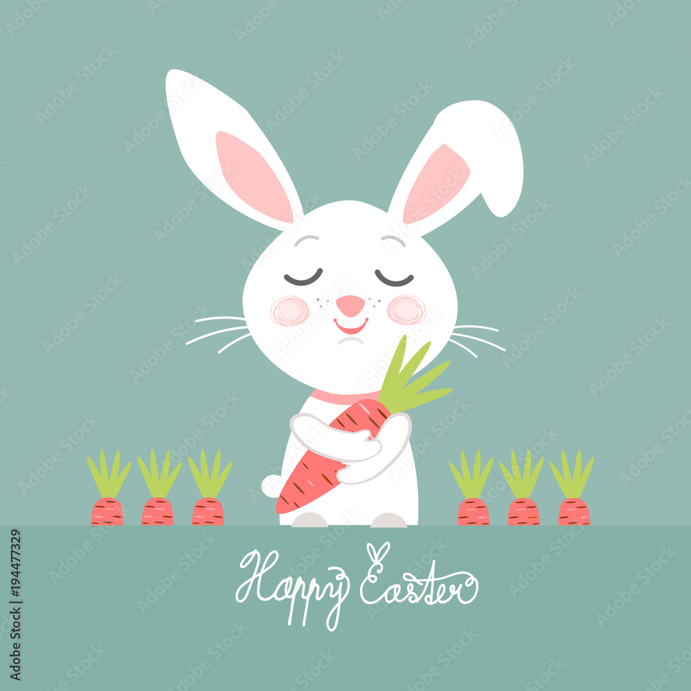 Easter bunny with carrots, vector illustration Easter bunny with carrots, vector illustration