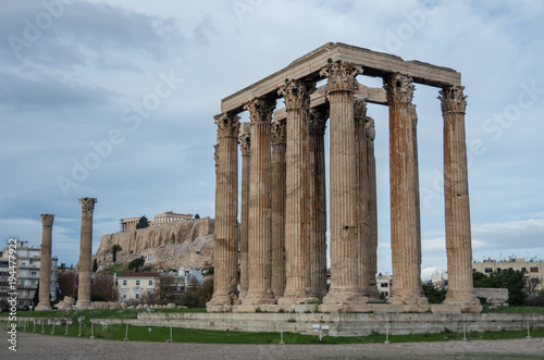 Temple of Olympian Zeus and Acropolis Hill, Athens, Greece