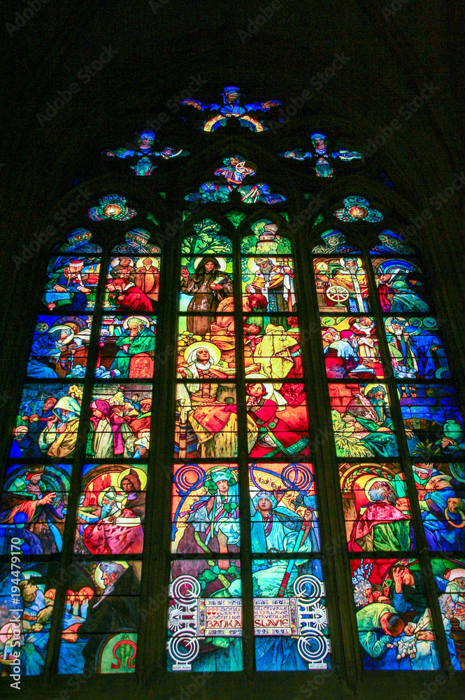 Art Nouveau stained glass window