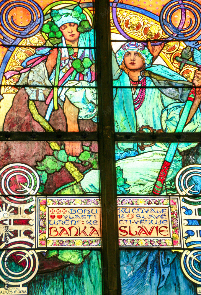 Fototapeta premium Art Nouveau stained glass window