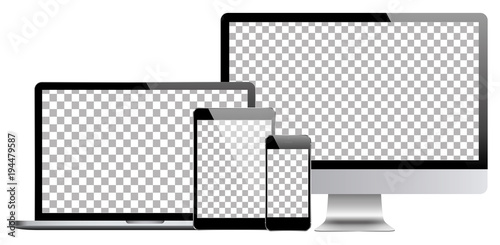 Set of computer, laptop in a flat vector style