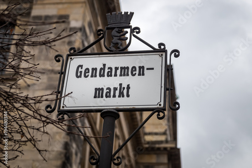 Road Sign of Gendarmenmarkt in Berlin, Germany © EvrenKalinbacak