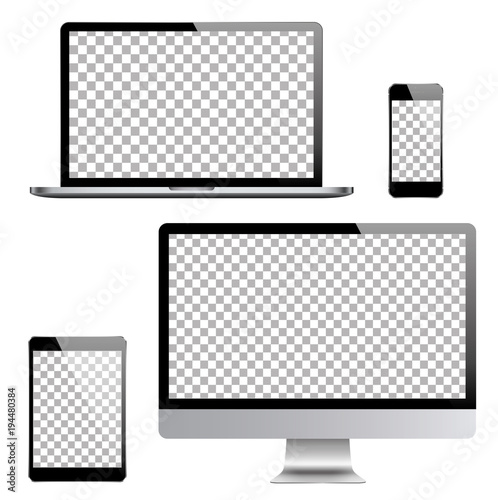 Set of computer, laptop in a flat vector style