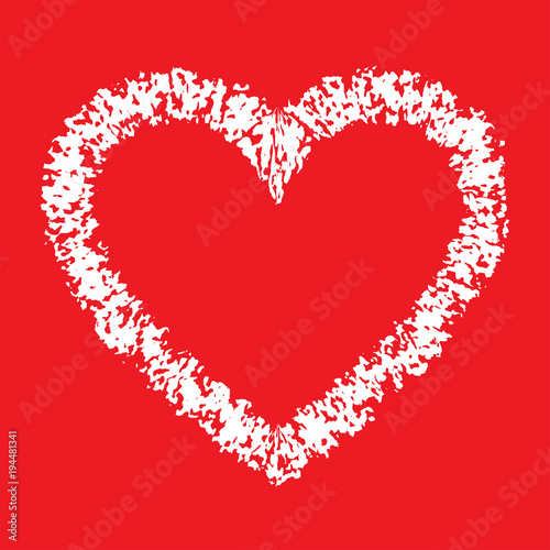 White Hand Drawn Thick Contour Grunge Heart logo. Vector illustration