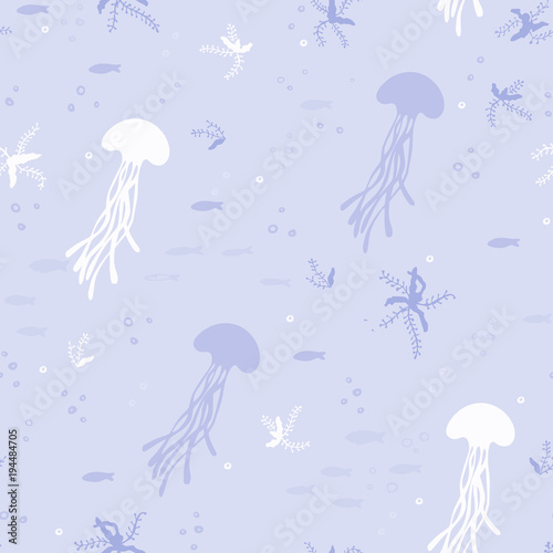Fototapeta Naklejka Na Ścianę i Meble -  Jellyfish seamless pattern vector