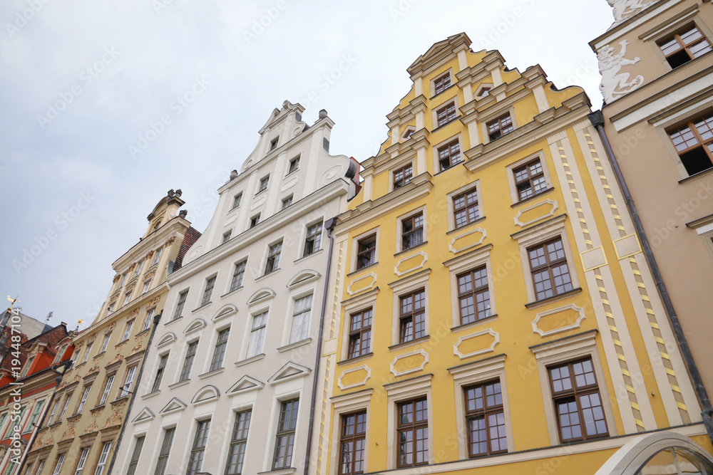 An old city in the center of Wroclaw, historic buildings