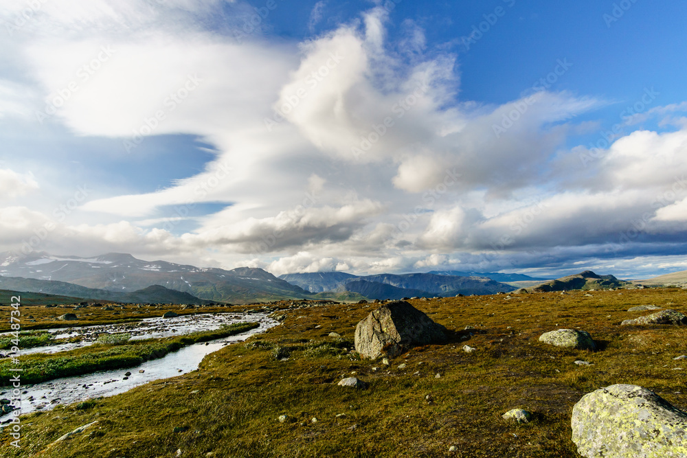 Fototapeta premium norwegian landscape at sunset