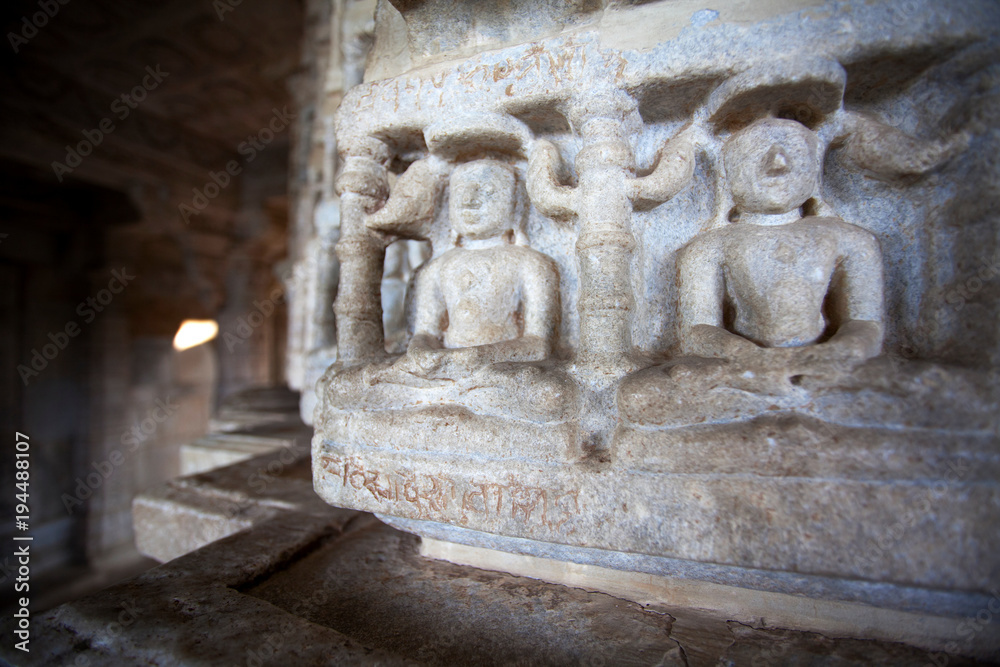 Interior of the Adinatha temple, Jain temple in Ranakpur, Rajasthan, India - Asia