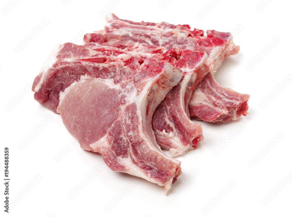 Pork steaks on white background Pork steaks on white background