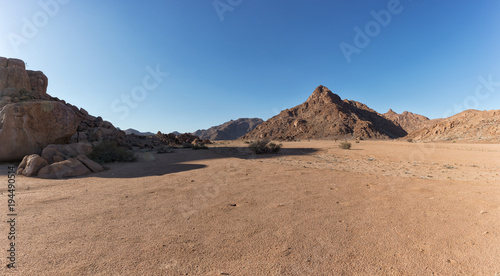 Landscape with rocky mountains in the Namibian desert. Sesriem, Sossusvlei.
