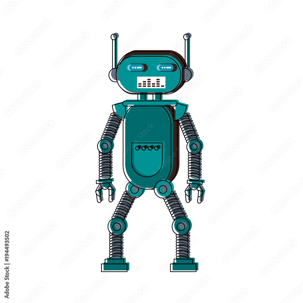 Funny robot cartoon vector illustration graphic design