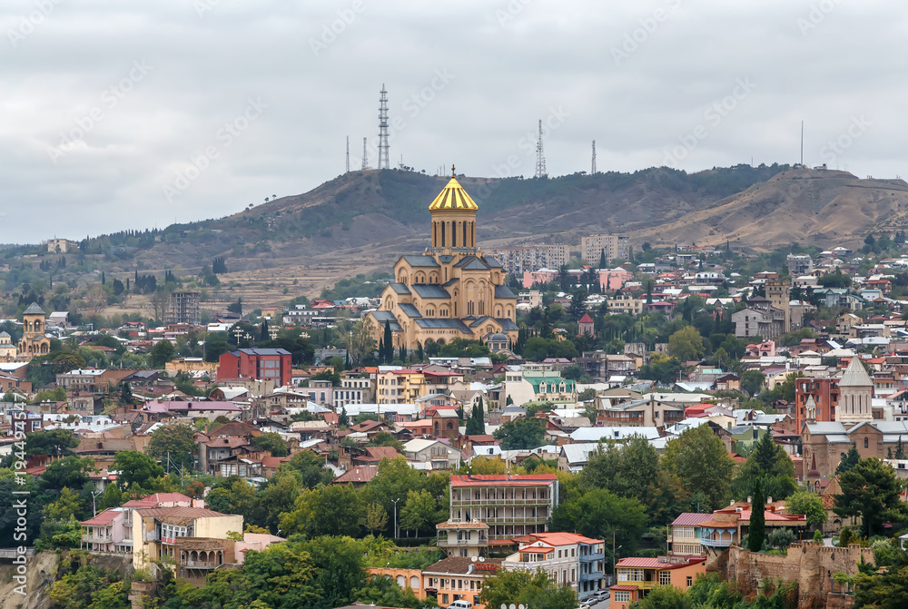 View of Holy Trinity Cathedral of Tbilisi, Georgia