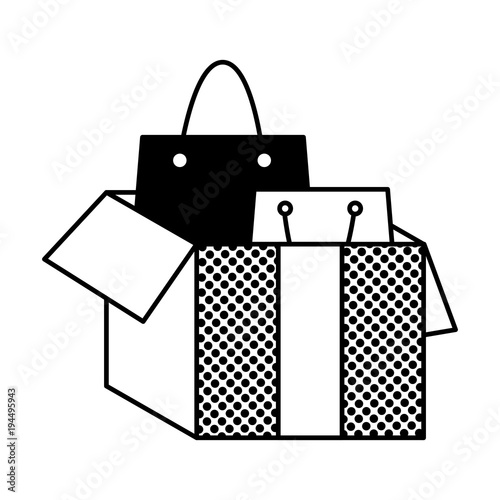 filling texture shopping bags inside open box package