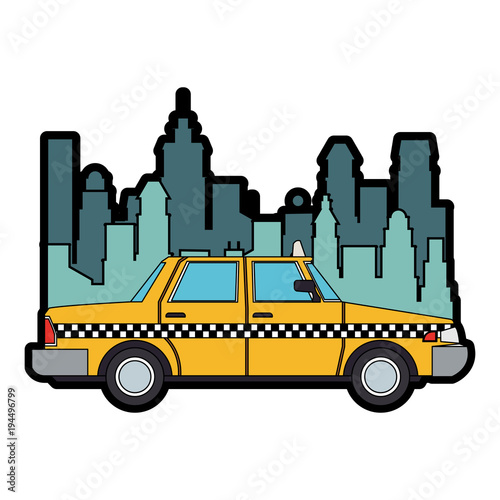 Taxi at the city vector illustration graphic design