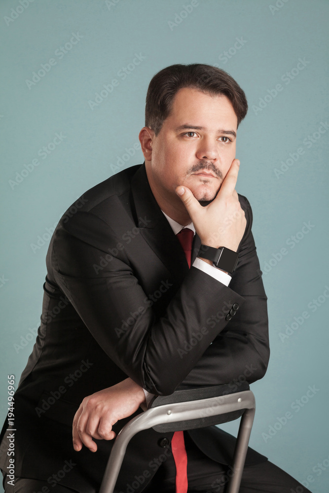 Portrait of business man thinks about something Portrait of business man thinks about something