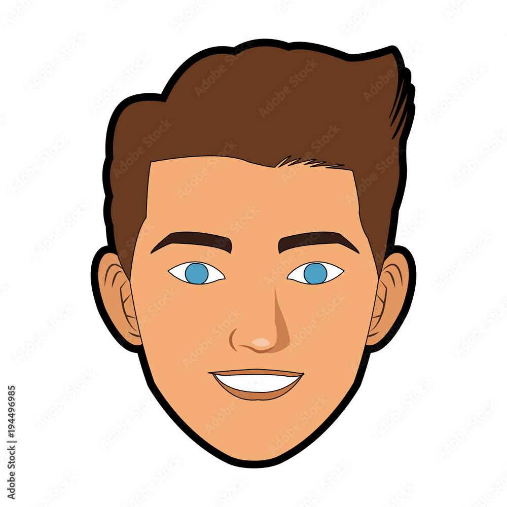 Fototapeta premium Man smiling face cartoon vector illustration graphic design
