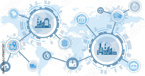 smart factory / digitalization concept: process automation and cooperation between companies