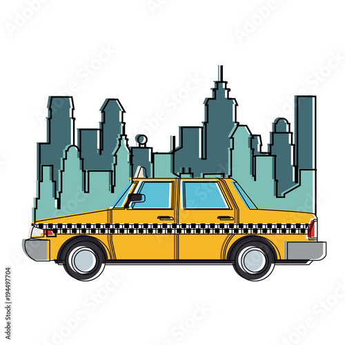 Taxi at the city vector illustration graphic design