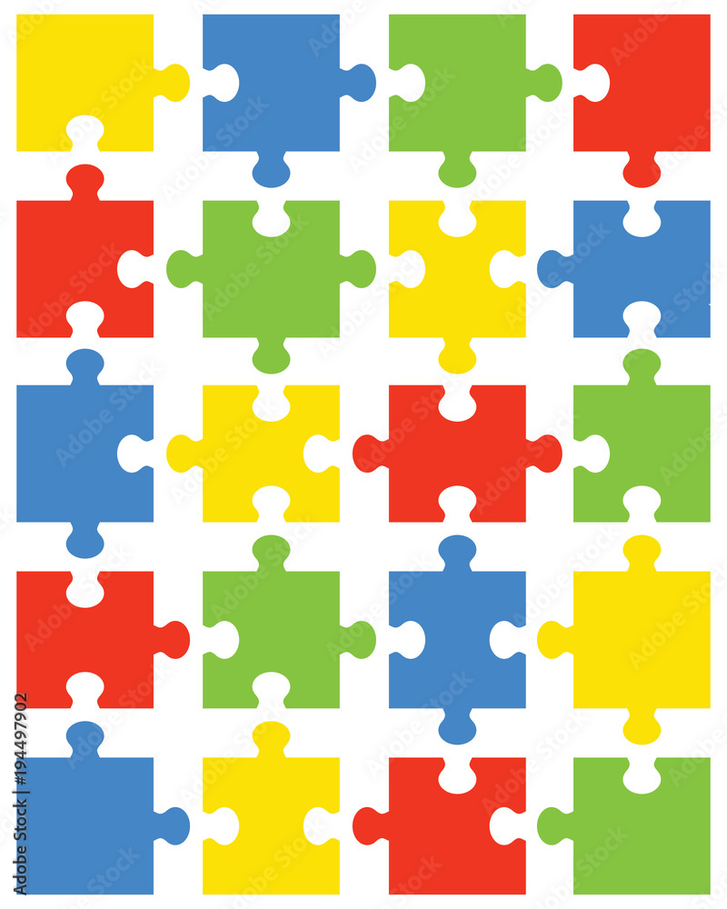 Illustration of separate pieces of colorful puzzle