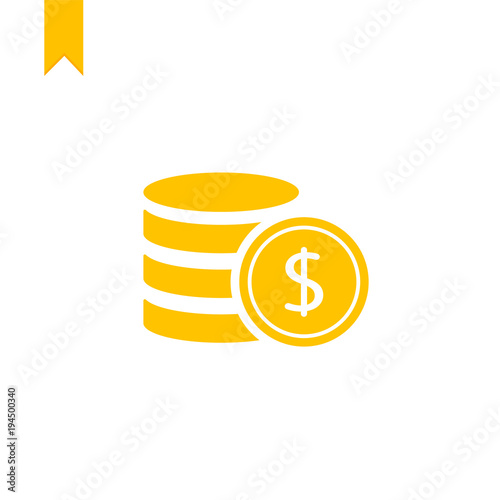 Stack of golden coins. Vector illustration. Coins icon.