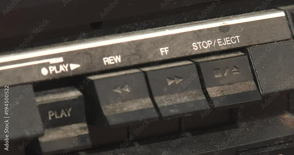 Pressing Play Button On Audio Cassette Or Boom Box Pressing Play Button On Audio Cassette Or Boom Box