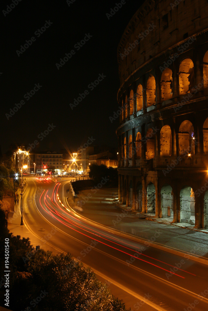 Night view outside the colloseum in Rome, Italy - long time exposure Night view outside the colloseum in Rome, Italy - long time exposure
