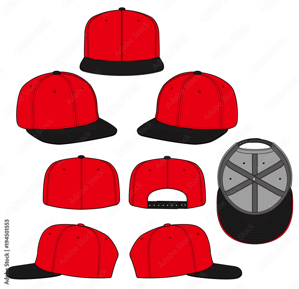 Snapback Fashion Flat Technical Drawing Template Stock Vector Adobe Stock