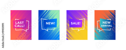 Sale web banners template for special offers advertisement. Liquid colors within different forms. New arrivals concept for internet stores promo. New arrivals web banners. 
