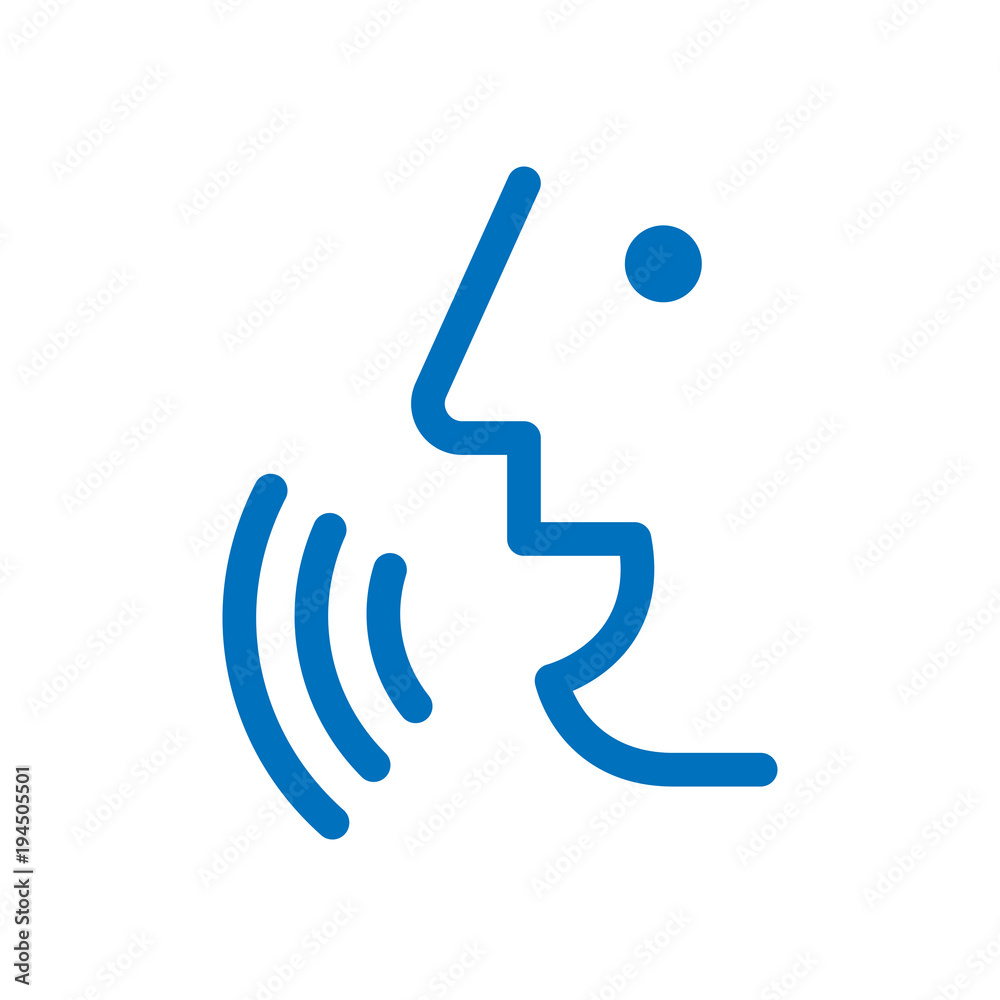 Voice icon. Head talk speak. Voice control recognition concept. Person  command dictate phone. Black line, outline, thin trendy logo isolated on  white flat adaptation design for web site, mobile app Stock Vector |