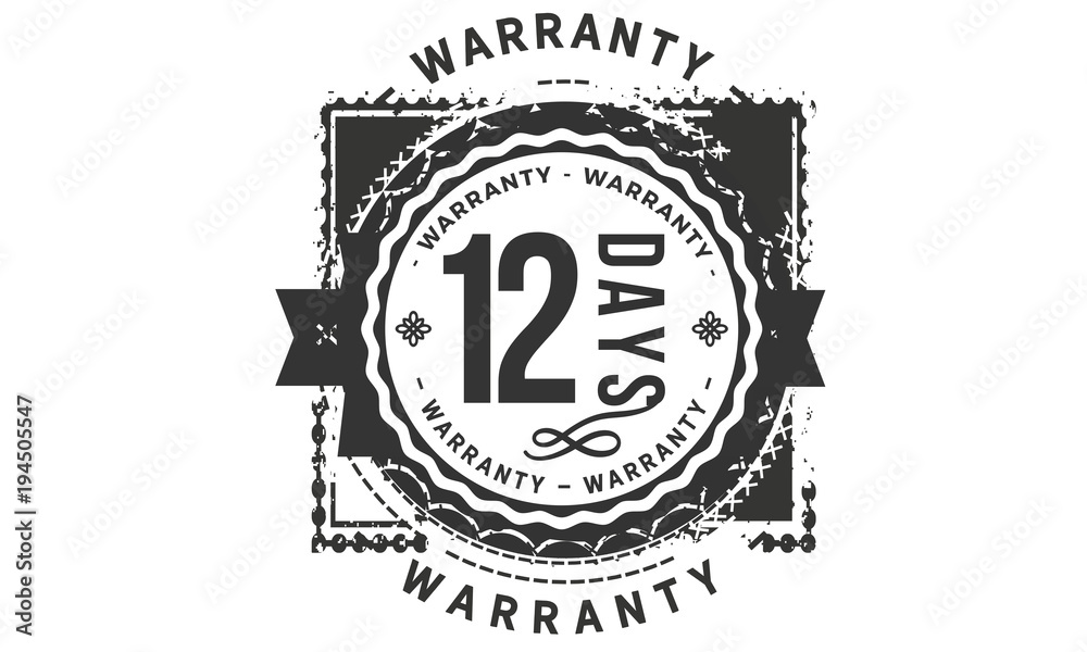 12 days warranty icon rubber stamp