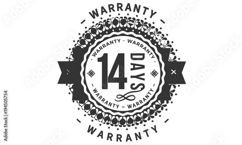 14 days warranty icon rubber stamp