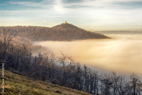 Photography János Hill in Budapest with distant Elizabeth Lookout on top