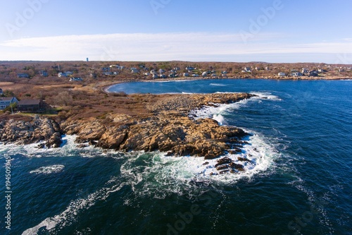 Coastline of Cape Ann, including Loblolly Point and Loblolly Cove near Rockport, Cape Ann, Massachusetts, USA.