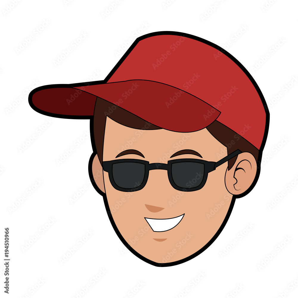 Man face cartoon with accesory vector illustration graphic design Man face cartoon with accesory vector illustration graphic design