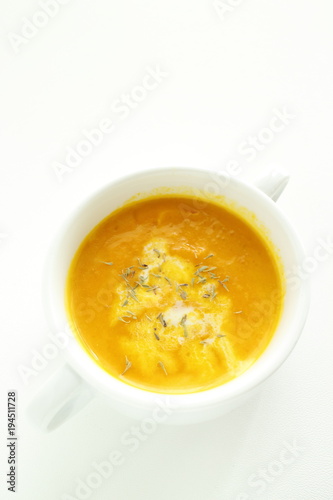 Homemade thick pumpkin soup