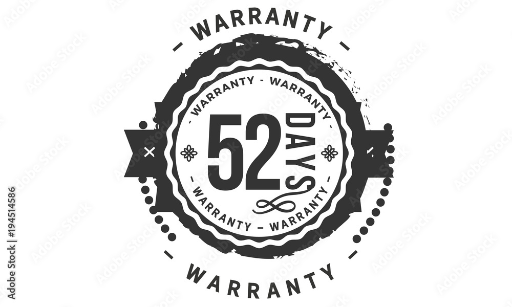 Fototapeta premium 52 days warranty icon vintage rubber stamp guarantee