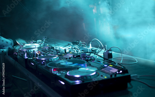 dj stand at a party