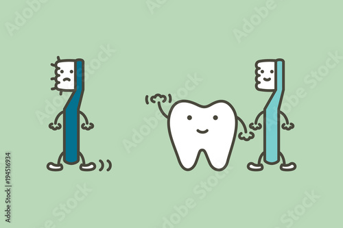 tooth say goodbye old toothbrush change to new for healthy teeth, dental care concept
