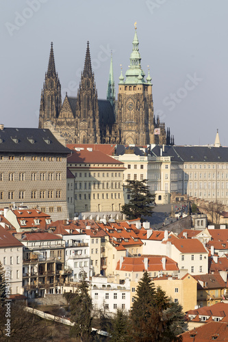 Wallpaper Mural Sunny freezy winter Prague City with gothic Castle, Czech Republic Torontodigital.ca