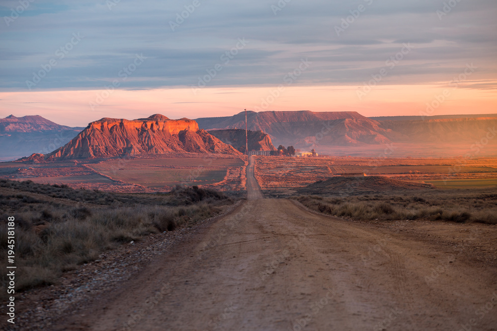 Desert landscape of the Bardenas Real in Navarra Spain