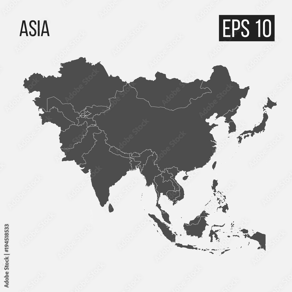 map of Asia with regions EPS 10